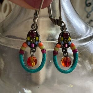 Bohemian Multicolor Beaded Hoop Earrings